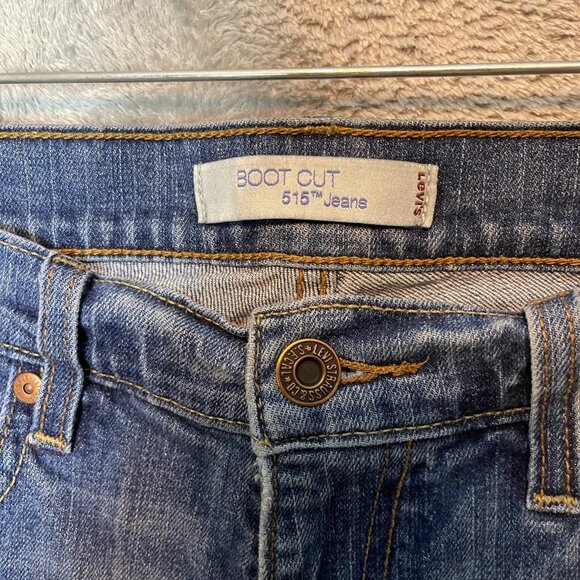 Levis 515 Women Flap Pocket Love Patch Mid Rise Stretch Bootcut Denim Jean 8 - Picture 5 of 13